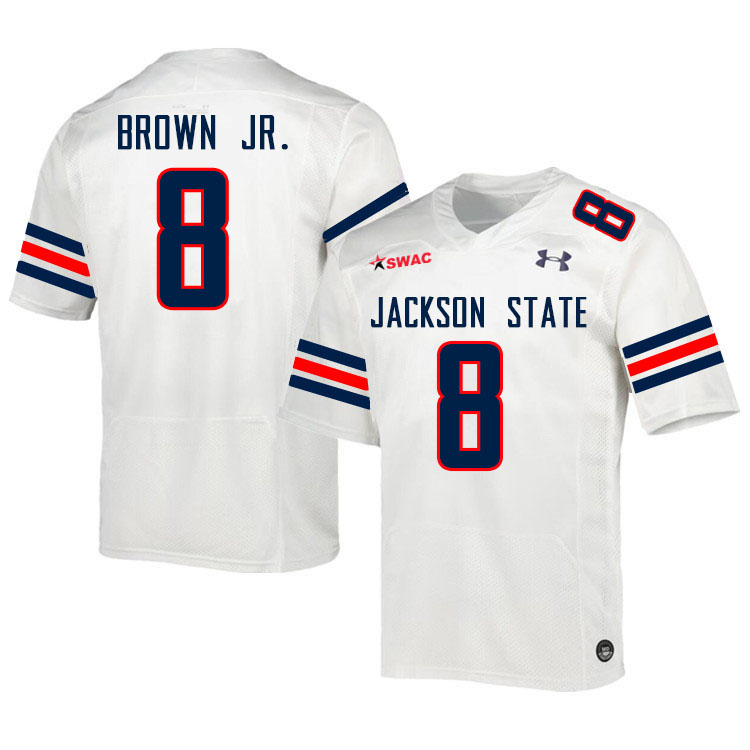 Jackson State Tigers #8 John Brown Jr. College Football Jerseys,Uniforms-White